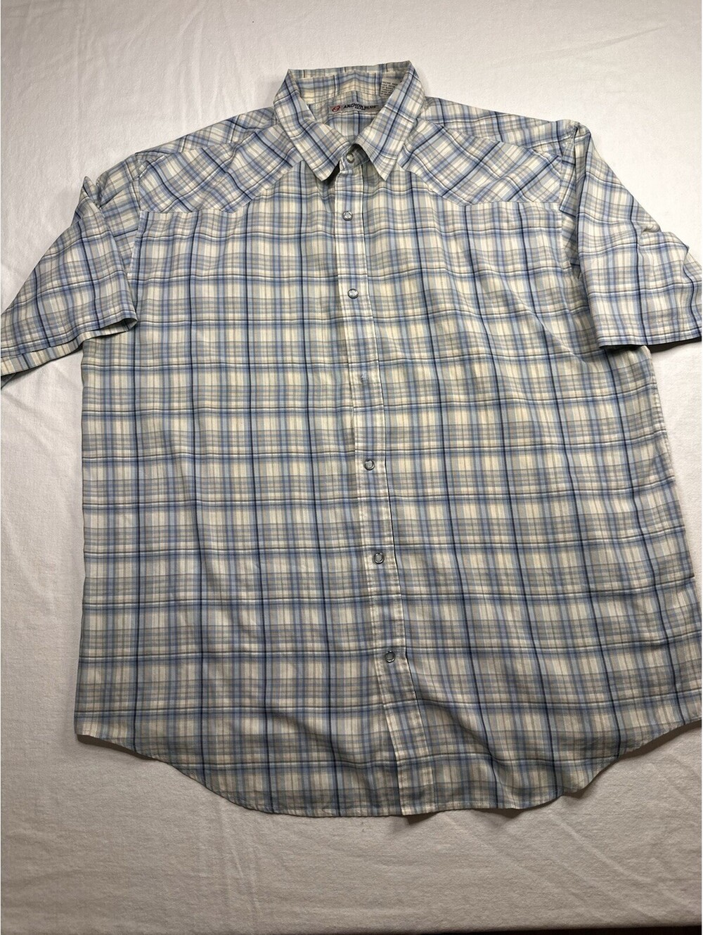 Y2K Anchor Blue Shirt Mens XXL Blue Plaid Button Up
